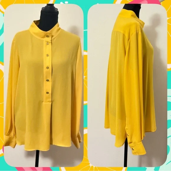 Tommy Hilfiger Yellow Women's Blouse - Picture 2 of 3